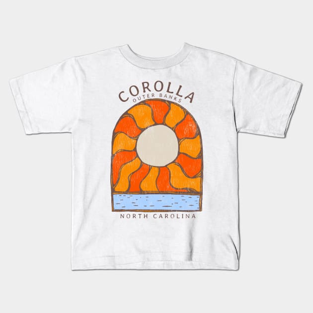 Corolla, NC Summertime Vacationing Burning Sun Kids T-Shirt by Contentarama